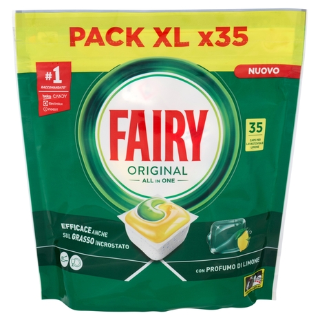 Fairy Pastiglie Lavastoviglie Original All in One, Detersivo Piatti Limone, 35 Capsule 473 g